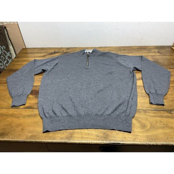 Peter Millar Sweater Men's XL Gray 1/4 Zip Merino Wool Silk Blend Pullover - Picture 1 of 9